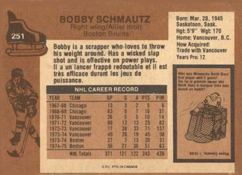 1975-76 O-Pee-Chee #251 Bobby Schmautz Back