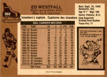 1975-76 O-Pee-Chee #302 Ed Westfall Back