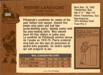 1975-76 O-Pee-Chee #305 Pierre Larouche Back