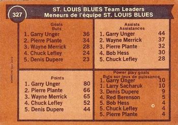1975-76 O-Pee-Chee #327 St. Louis Blues Team Leaders Back