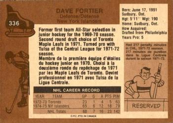 1975-76 O-Pee-Chee #336 Dave Fortier Back