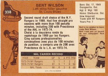 1975-76 O-Pee-Chee #338 Bert Wilson Back