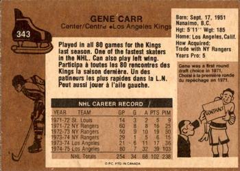 1975-76 O-Pee-Chee #343 Gene Carr Back