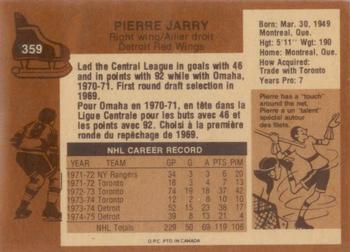 1975-76 O-Pee-Chee #359 Pierre Jarry Back