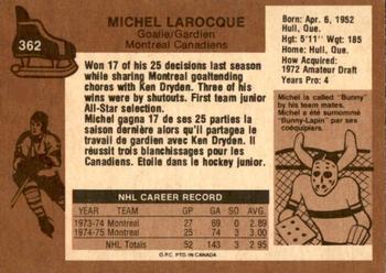 1975-76 O-Pee-Chee #362 Michel Larocque Back