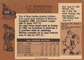 1975-76 O-Pee-Chee #369 J.P. Bordeleau Back