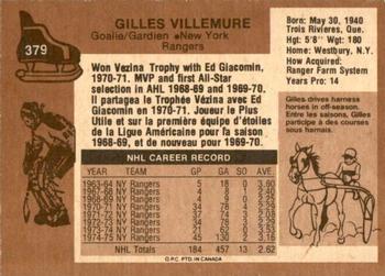 1975-76 O-Pee-Chee #379 Gilles Villemure Back