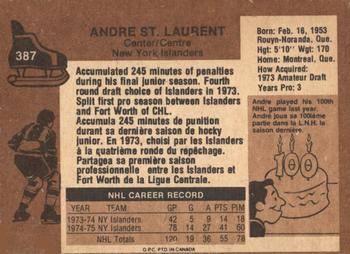 1975-76 O-Pee-Chee #387 Andre St. Laurent Back