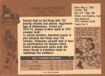 1975-76 O-Pee-Chee #390 Dave Hutchison Back