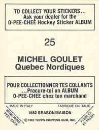 1982-83 O-Pee-Chee Stickers #25 Michel Goulet Back