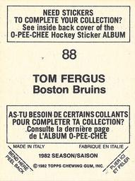 1982-83 O-Pee-Chee Stickers #88 Tom Fergus Back