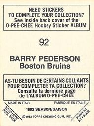 1982-83 O-Pee-Chee Stickers #92 Barry Pederson Back