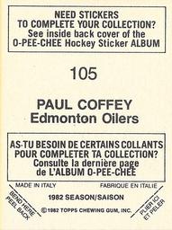 1982-83 O-Pee-Chee Stickers #105 Paul Coffey Back
