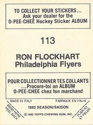 1982-83 O-Pee-Chee Stickers #113 Ron Flockhart Back