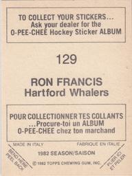 1982-83 O-Pee-Chee Stickers #129 Ron Francis Back