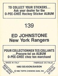 1982-83 O-Pee-Chee Stickers #139 Ed Johnstone Back