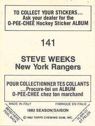 1982-83 O-Pee-Chee Stickers #141 Steve Weeks Back
