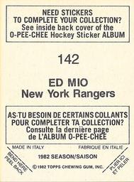 1982-83 O-Pee-Chee Stickers #142 Eddie Mio Back