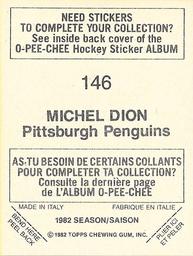 1982-83 O-Pee-Chee Stickers #146 Michel Dion Back