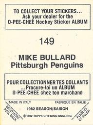 1982-83 O-Pee-Chee Stickers #149 Mike Bullard Back