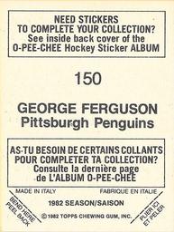 1982-83 O-Pee-Chee Stickers #150 George Ferguson Back