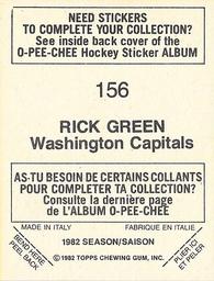 1982-83 O-Pee-Chee Stickers #156 Rick Green Back