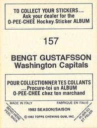 1982-83 O-Pee-Chee Stickers #157 Bengt Gustafsson Back
