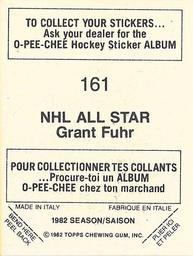 1982-83 O-Pee-Chee Stickers #161 Grant Fuhr Back