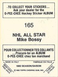 1982-83 O-Pee-Chee Stickers #165 Mike Bossy Back