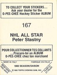 1982-83 O-Pee-Chee Stickers #167 Peter Stastny Back