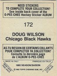 1982-83 O-Pee-Chee Stickers #172 Doug Wilson Back