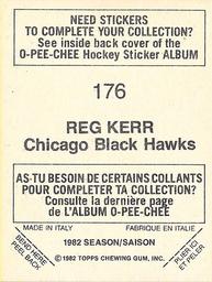 1982-83 O-Pee-Chee Stickers #176 Reg Kerr Back