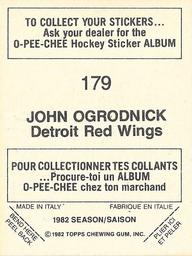 1982-83 O-Pee-Chee Stickers #179 John Ogrodnick Back