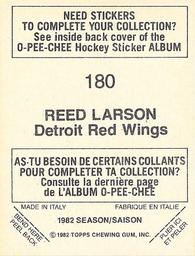 1982-83 O-Pee-Chee Stickers #180 Reed Larson Back