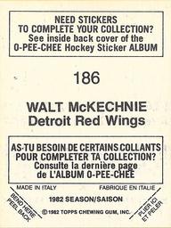 1982-83 O-Pee-Chee Stickers #186 Walt McKechnie Back