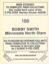 1982-83 O-Pee-Chee Stickers #188 Bobby Smith Back