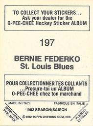 1982-83 O-Pee-Chee Stickers #197 Bernie Federko Back