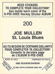 1982-83 O-Pee-Chee Stickers #200 Joe Mullen Back
