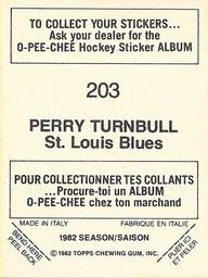 1982-83 O-Pee-Chee Stickers #203 Perry Turnbull Back