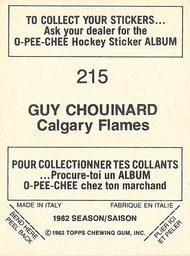1982-83 O-Pee-Chee Stickers #215 Guy Chouinard Back