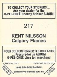 1982-83 O-Pee-Chee Stickers #217 Kent Nilsson Back