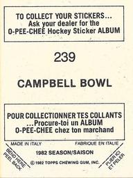 1982-83 O-Pee-Chee Stickers #239 Clarence Campbell Bowl Back