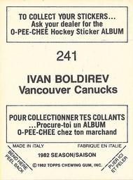 1982-83 O-Pee-Chee Stickers #241 Ivan Boldirev Back