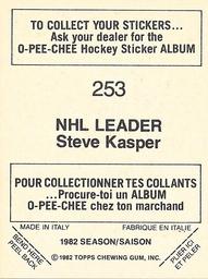 1982-83 O-Pee-Chee Stickers #253 Steve Kasper Back