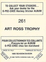 1982-83 O-Pee-Chee Stickers #261 Art Ross Trophy Back