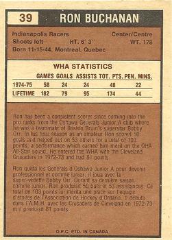 1975-76 O-Pee-Chee WHA #39 Ron Buchanan Back