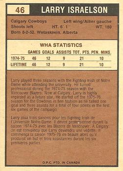 1975-76 O-Pee-Chee WHA #46 Larry Israelson Back