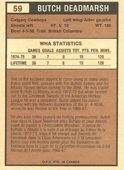 1975-76 O-Pee-Chee WHA #59 Butch Deadmarsh Back
