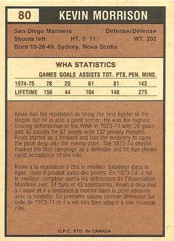 1975-76 O-Pee-Chee WHA #80 Kevin Morrison Back
