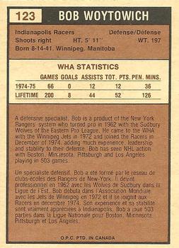 1975-76 O-Pee-Chee WHA #123 Bob Woytowich Back
